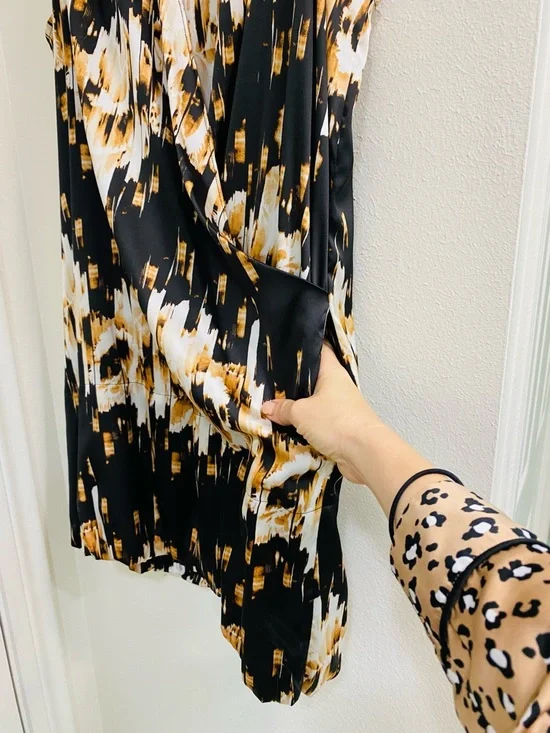 Derek Lam Black, Cream and Brown Abstract Print Bubble Dress Large - Picture 5 of 7